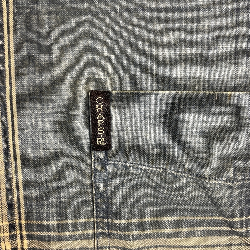 Chaps by Ralph Lauren Vintage Men's XL‎ Blue Button-Up Checked Shirt 100% Cotton - Picture 2 of 6